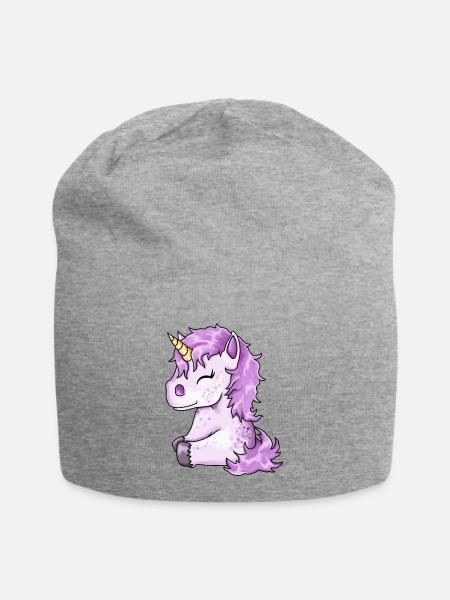 Süßes pinkes Einhorn Fohlen - Jersey-Beanie - Grau meliert