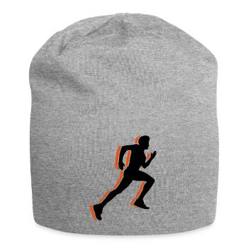 running running sprint silhouette - Jersey Beanie - heather grey - Front