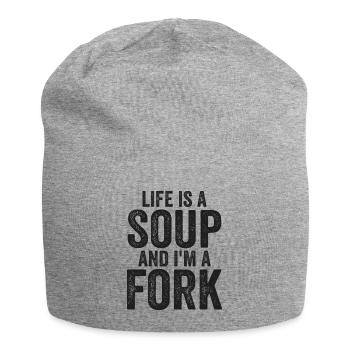 Life Is A Soup And I'm A Fork Tees | Funny - Jersey Beanie - heather grey - Front