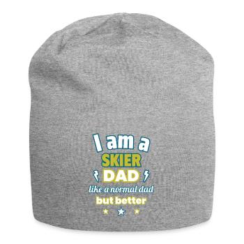 Dad SKIER, Father's Day Gift, Skiing,Sports - Jersey Beanie - heather grey - Front