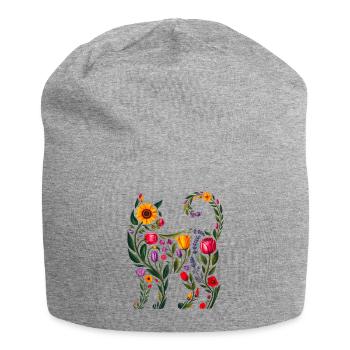 Silhouette Chat Floral Femmes - Bonnet en jersey - gris chiné - Devant