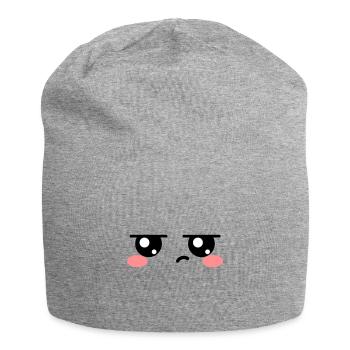 Genervte Augen Kawaii Süß - Jersey-Beanie - Grau meliert - Vorne