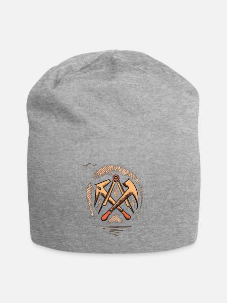 Enseigne de guilde de couvreur, dessinée à la main. Dessin - Bonnet en jersey - gris chiné