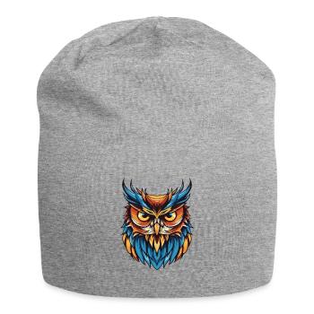 Owl Portrait - Jersey Beanie - heather grey - Front