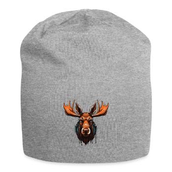 Moose Portrait - Jersey Beanie - heather grey - Front