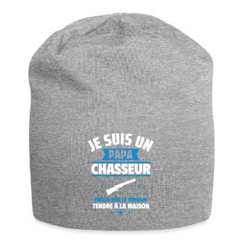 Papa chasseur, Cadeau fête des pères - Bonnet en jersey - gris chiné - Devant