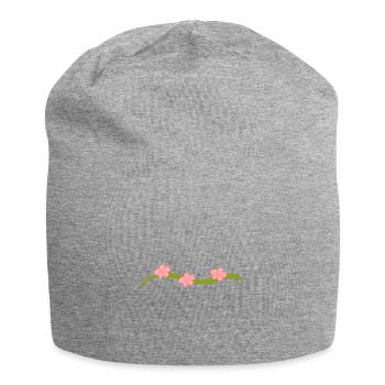 Three Flowers Blossom Line Branch Pink - Jersey Beanie - heather grey - Front