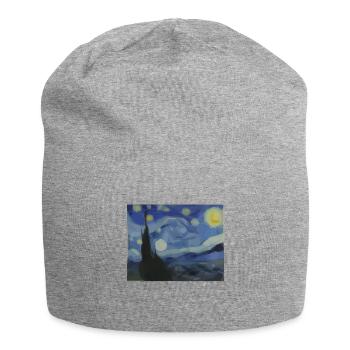 Starry Night - circles and ellipses - Jersey Beanie - heather grey - Front
