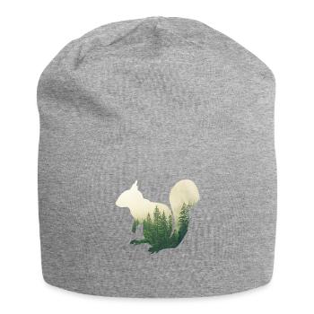 Eichhoernchen - Wald Doppelbelichtungs-Effekt - Jersey-Beanie - Grau meliert - Vorne
