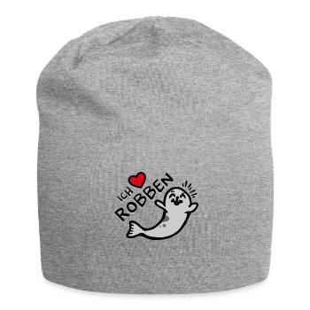 Funny seal I love seals Naughty gift - Jersey Beanie - heather grey - Front