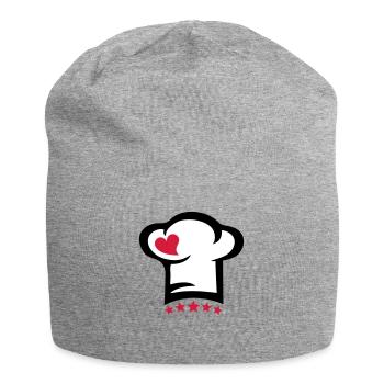 Chef hat heart, 5 stars, cook, kitchen, restaurant - Jersey Beanie - heather grey - Front