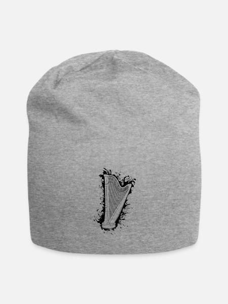 Harfe Musiker Harfenistin Zupfinstrument Geschenk - Jersey-Beanie - Grau meliert