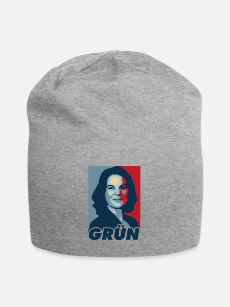 Baerbock Grün Popart - Jersey-Beanie - Grau meliert