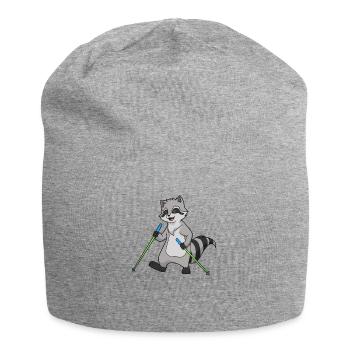Nordic Walking Comic Raccoon - Jersey Beanie - heather grey - Front