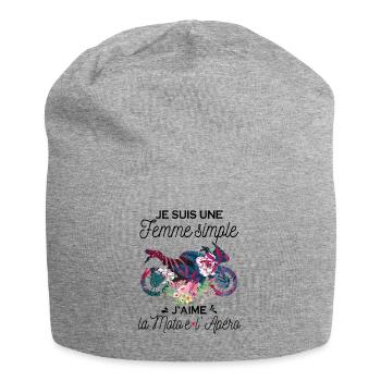 Femme Simple Qui Aime La Moto Et L'apéro - Bonnet en jersey - gris chiné - Devant