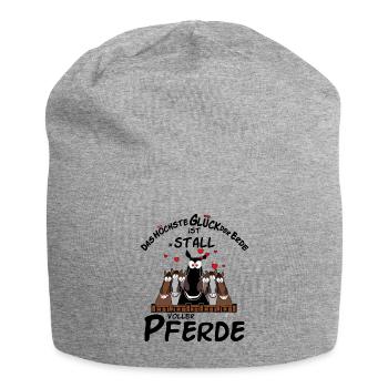 Pferdespruch - Jersey-Beanie - Grau meliert - Vorne