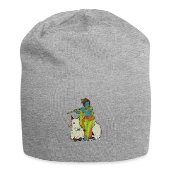 Hindu God - the blue flute player Krishna - Jersey Beanie - heather grey - Front