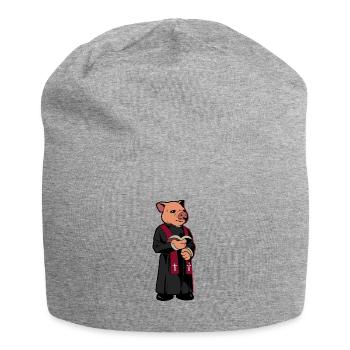 Pig Priest - Pig with Bible - Jersey Beanie - heather grey - Front