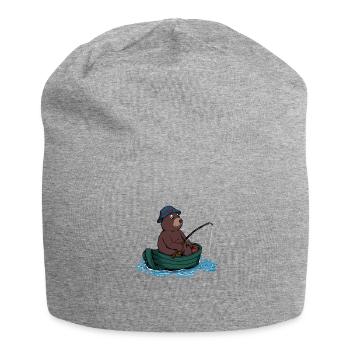 Bär beim Angeln - Angler - Jersey-Beanie - Grau meliert - Vorne