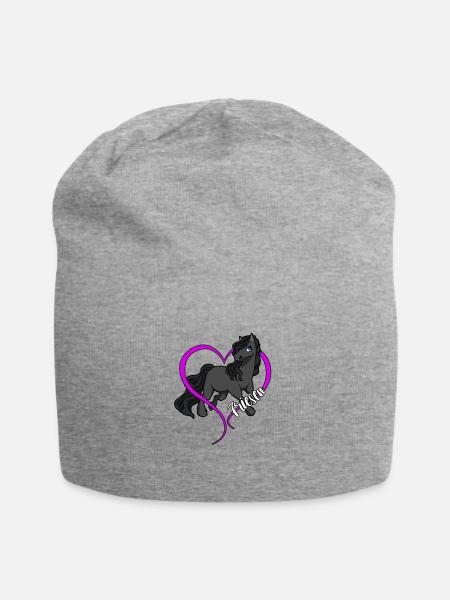 Pferdeliebhaber - Friesen - Jersey-Beanie - Grau meliert