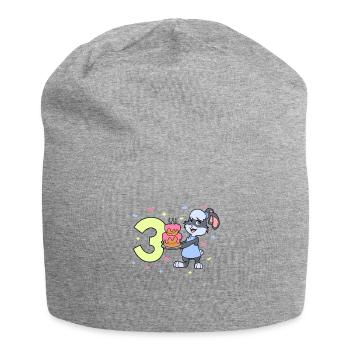 Avec lapin - fille anniversaire 3 ans - Bonnet en jersey - gris chiné - Devant
