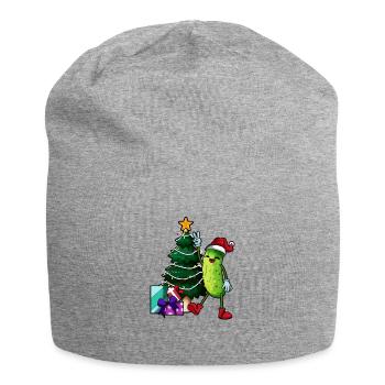 Weihnachten - Cartoon Weihnachts Gurke - Jersey-Beanie - Grau meliert - Vorne