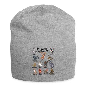 Différents singes - Types de primates - Bonnet en jersey - gris chiné - Devant