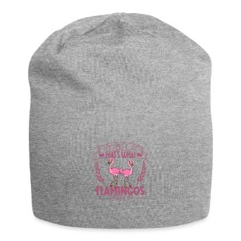 Federn und Freude - Flamingo - Jersey-Beanie - Grau meliert - Vorne