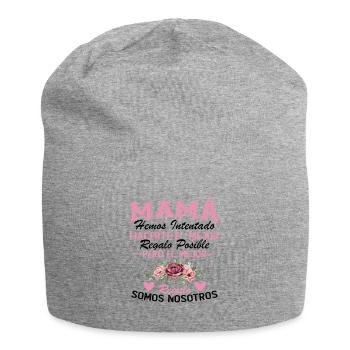 Mama, aber das schönste Geschenk sind wir - Jersey-Beanie - Grau meliert - Vorne