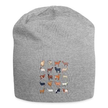 Petting zoo - lots of goats - Jersey Beanie - heather grey - Front
