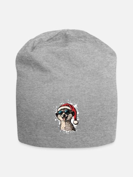 Erdmännchen Weihnachten Lustig - Jersey-Beanie - Grau meliert