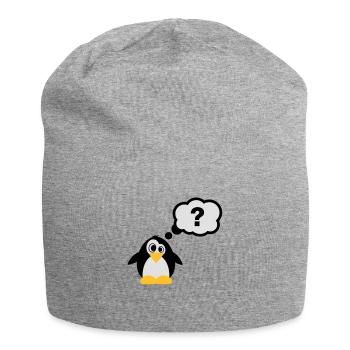 Pinguine Fragezeichen - Jersey-Beanie - Grau meliert - Vorne