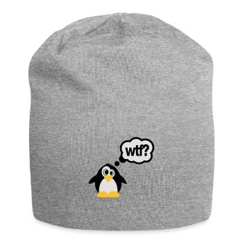 pinguin_wtf_f3 - Jersey Beanie - heather grey - Front