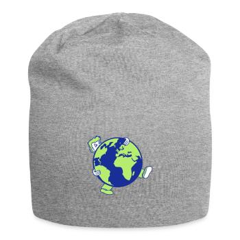 earth planet world globe round big huge carry sc - Jersey Beanie - heather grey - Front