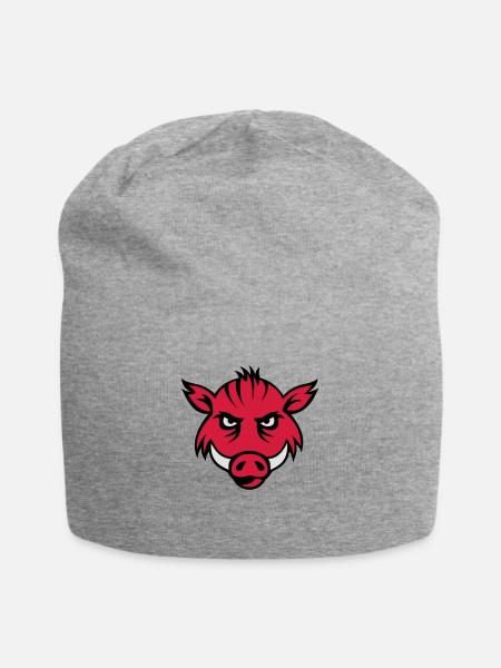 Wildschwein Gesicht 3c - Jersey-Beanie - Grau meliert