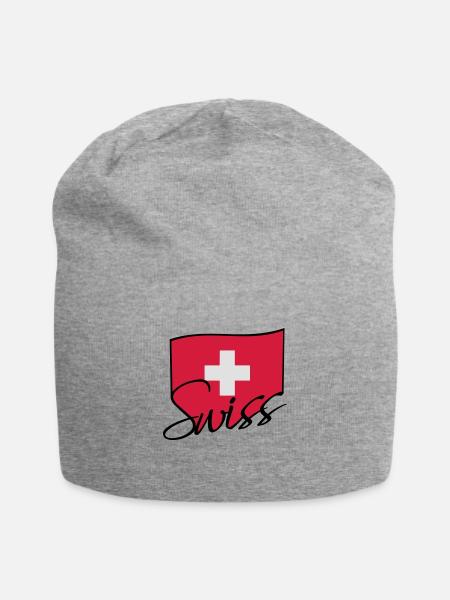 Swiss Flag Logo - Jersey-Beanie - Grau meliert