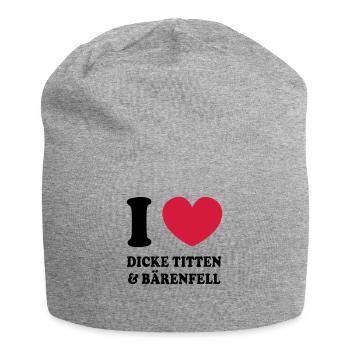 I love dicke Titten und Baerenfell - Jersey-Beanie - Grau meliert - Vorne