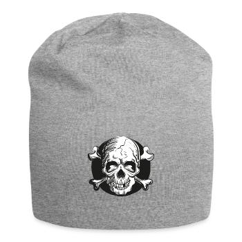 Totenkopf - Jersey-Beanie - Grau meliert - Vorne