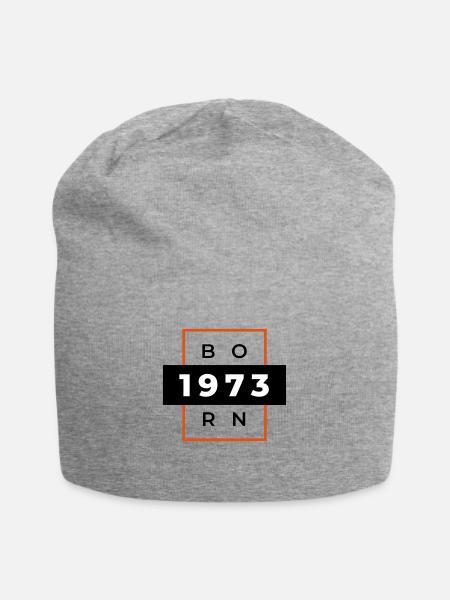 "Born 1973" - Jersey-Beanie - Grau meliert
