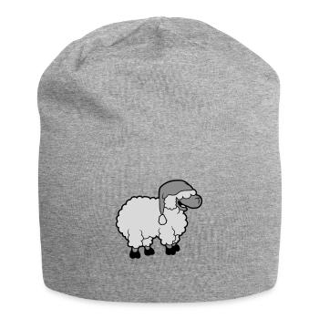 Funny laughing sheep - Jersey Beanie - heather grey - Front