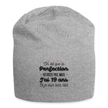 perfection 19 ans / cadeau anniversaire 19 ans - Bonnet en jersey - gris chiné - Devant