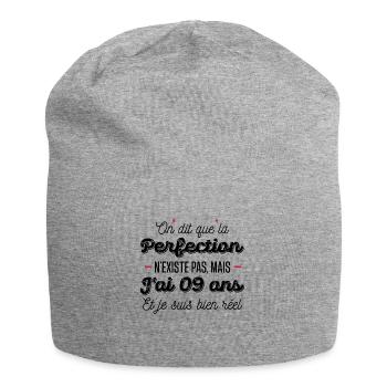 perfection 9 ans / humour anniversaire 9 ans - Bonnet en jersey - gris chiné - Devant