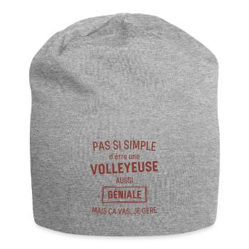 VOLLEYEUSE GÉNIALE rouge brunâtre foncé - Bonnet en jersey - gris chiné - Devant