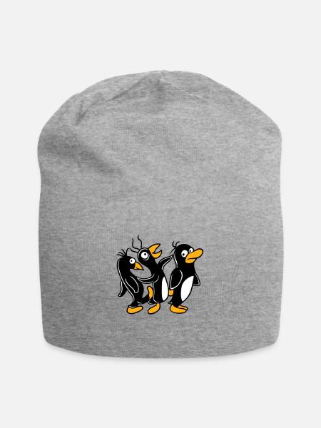 Verrückte Pinguine laufen dumm treten Team Freunde - Jersey-Beanie - Grau meliert