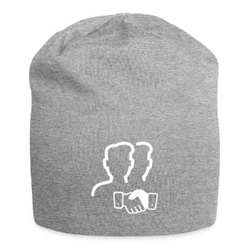 Twin Silhouettes Handshake Logo - Jersey Beanie - heather grey - Front