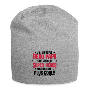 Super beau-papa c'est comme un super héros - Bonnet en jersey - gris chiné - Devant