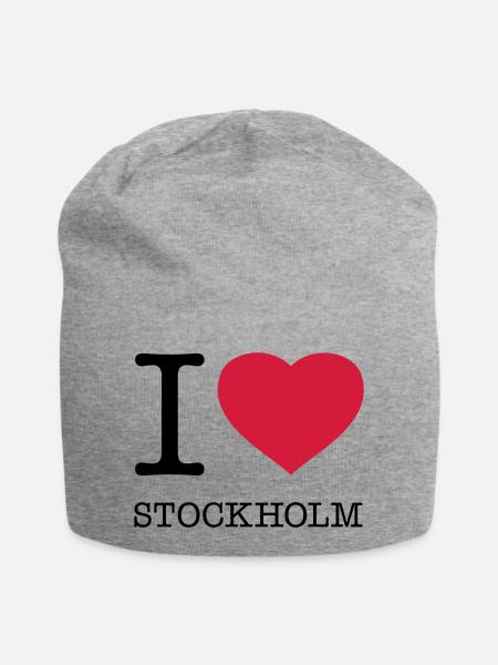 I LOVE STOCKHOLM Sweden Schweden - Jersey-Beanie - Grau meliert