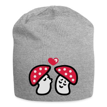 verliebte Pilze 3 - Jersey-Beanie - Grau meliert - Vorne