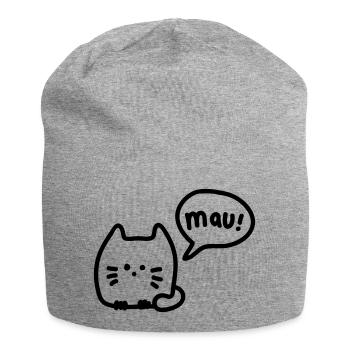Katze mauzt - line - Jersey-Beanie - Grau meliert - Vorne