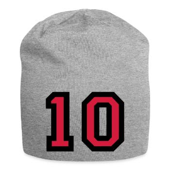 Le numéro 10 - le numéro dix - Bonnet en jersey - gris chiné - Devant